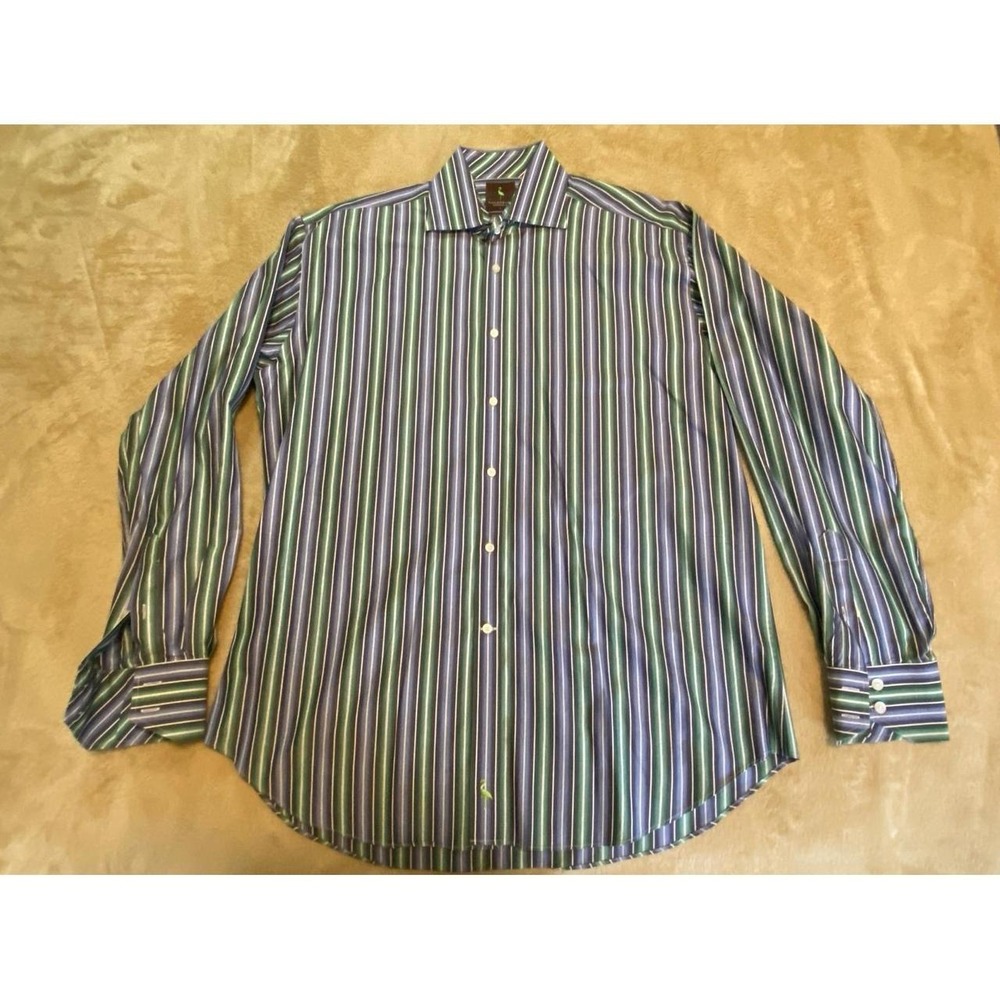 Tailorbyrd Shirt Large 2 Ply Cotton Longsleeve Stripes Men s37